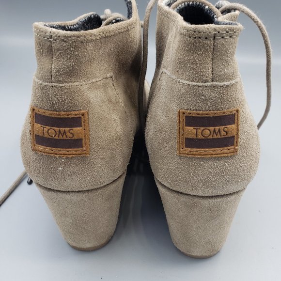 Toms Desert Taupe Suede Wedge Booties - Picture 5 of 8